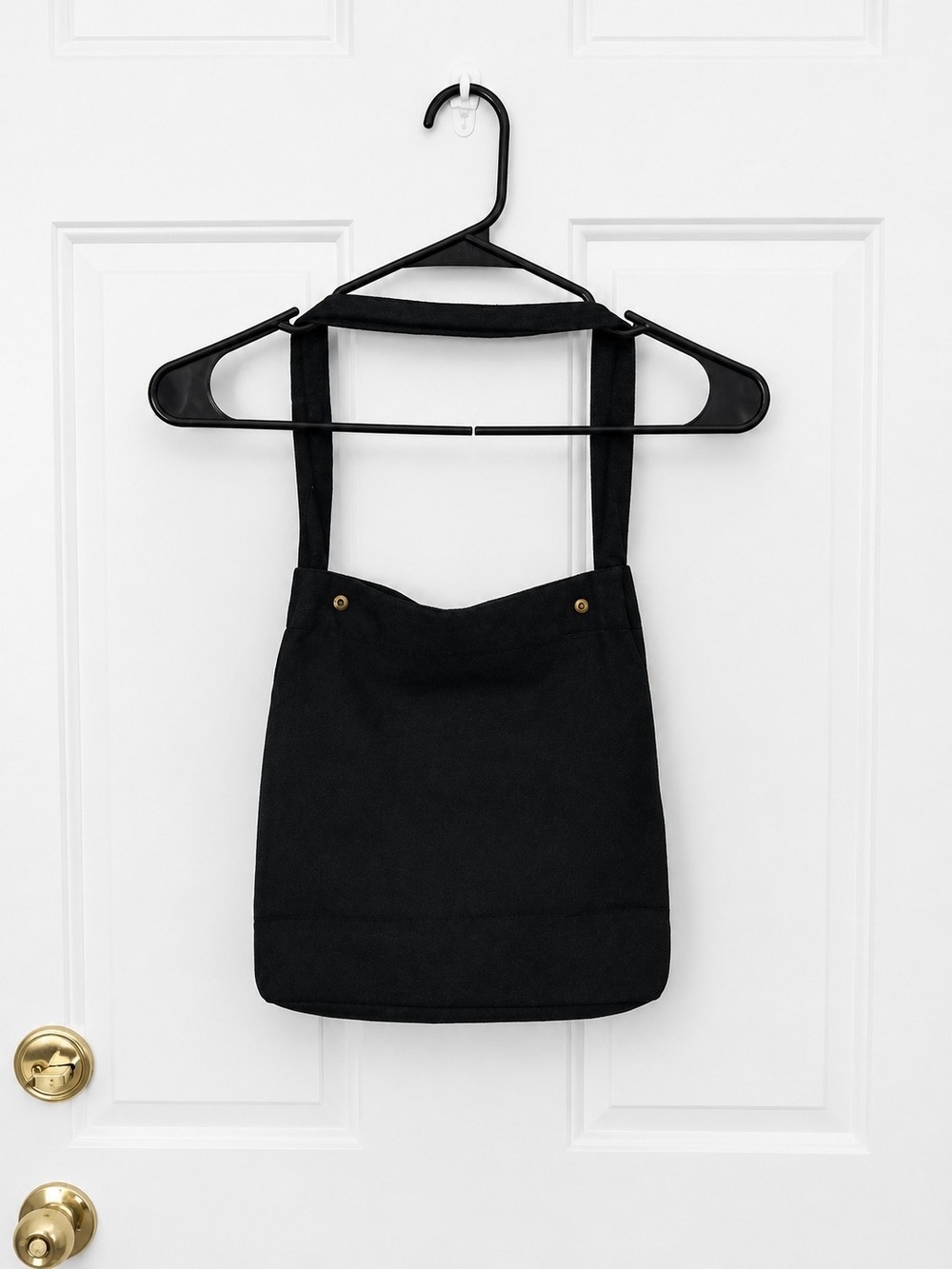 Black Corduroy Shoulder Tote with Front Patch - Picture 3 of 6